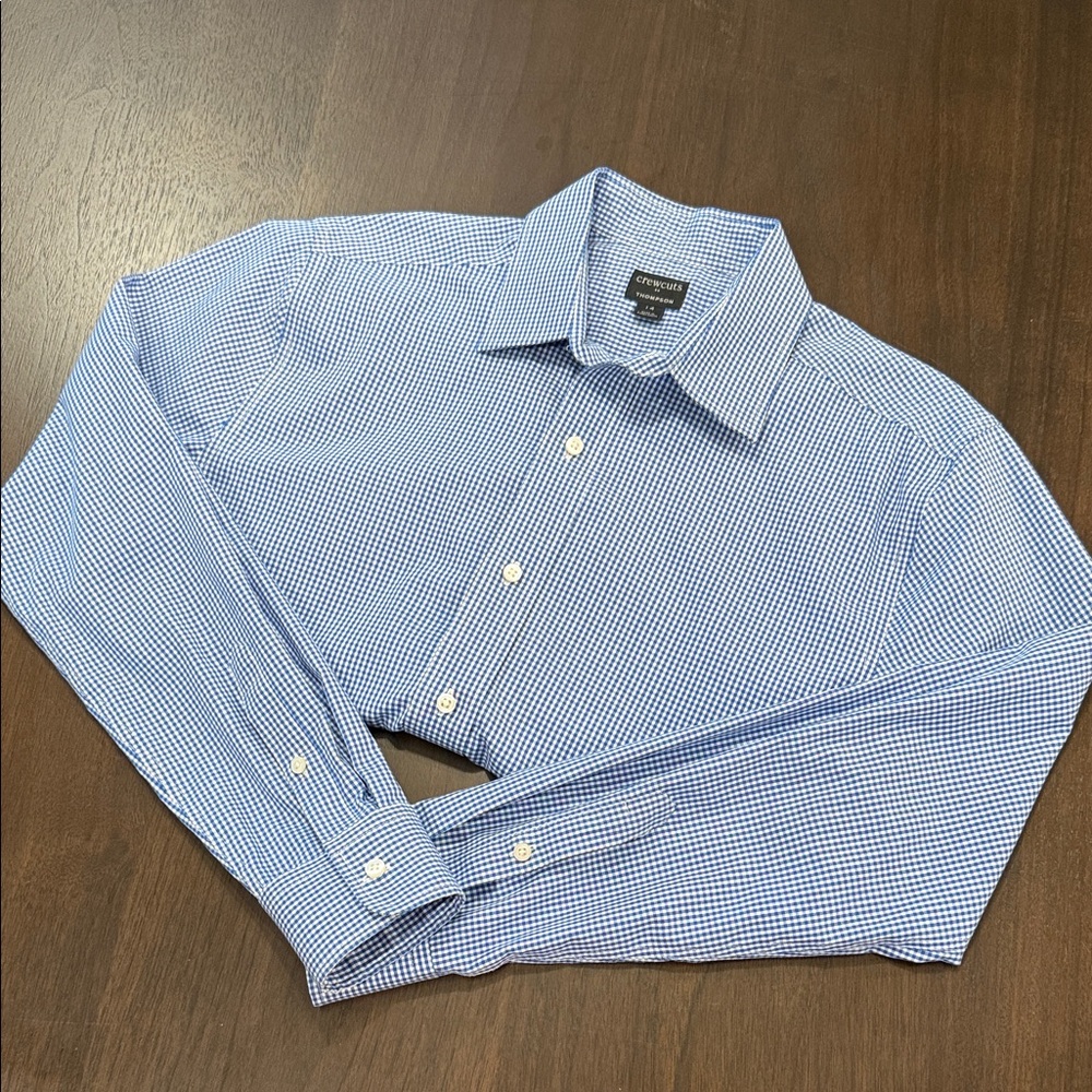 No Tags But Never Worn Kids Blue Crewcuts Checkered Button Down Shirt
